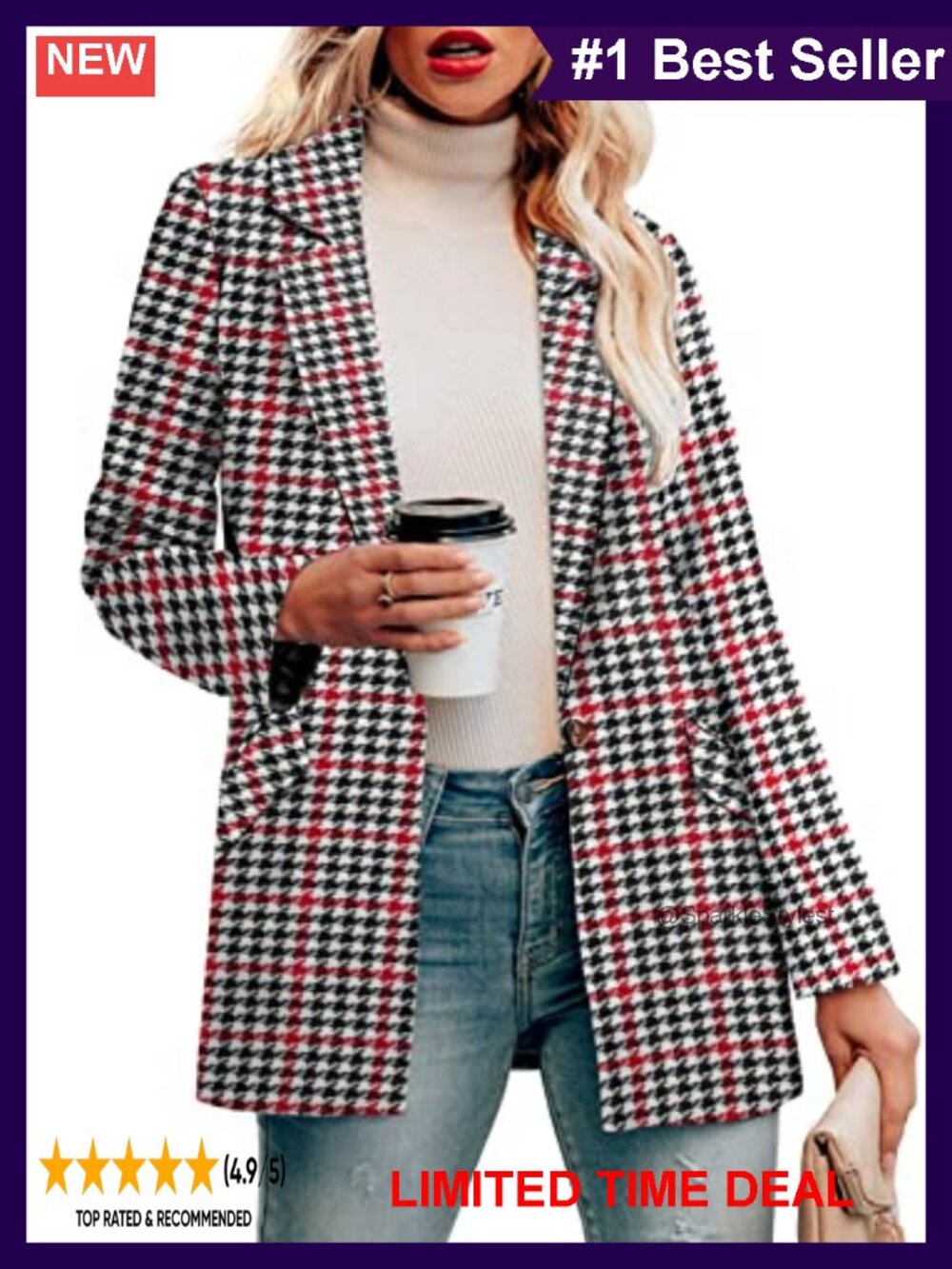 Womens Casual Blazer Jacket Long Sleeve Open Front Work Office Blazer